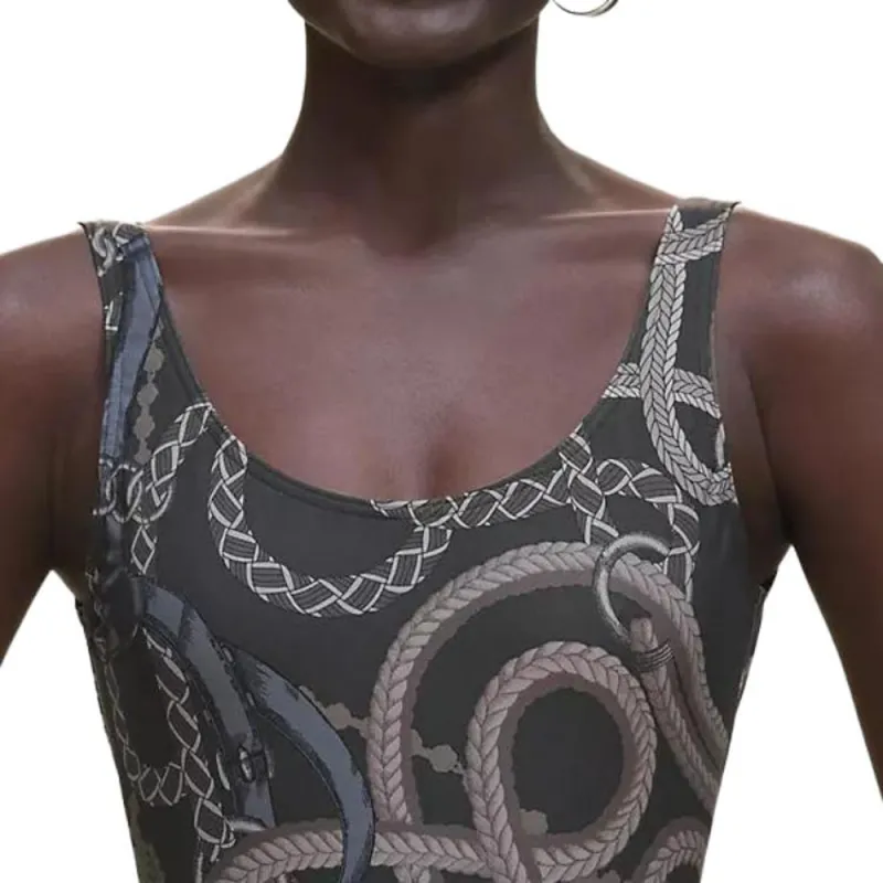 HERMES One piece Swimsuit Women's Charcoal Gray-5