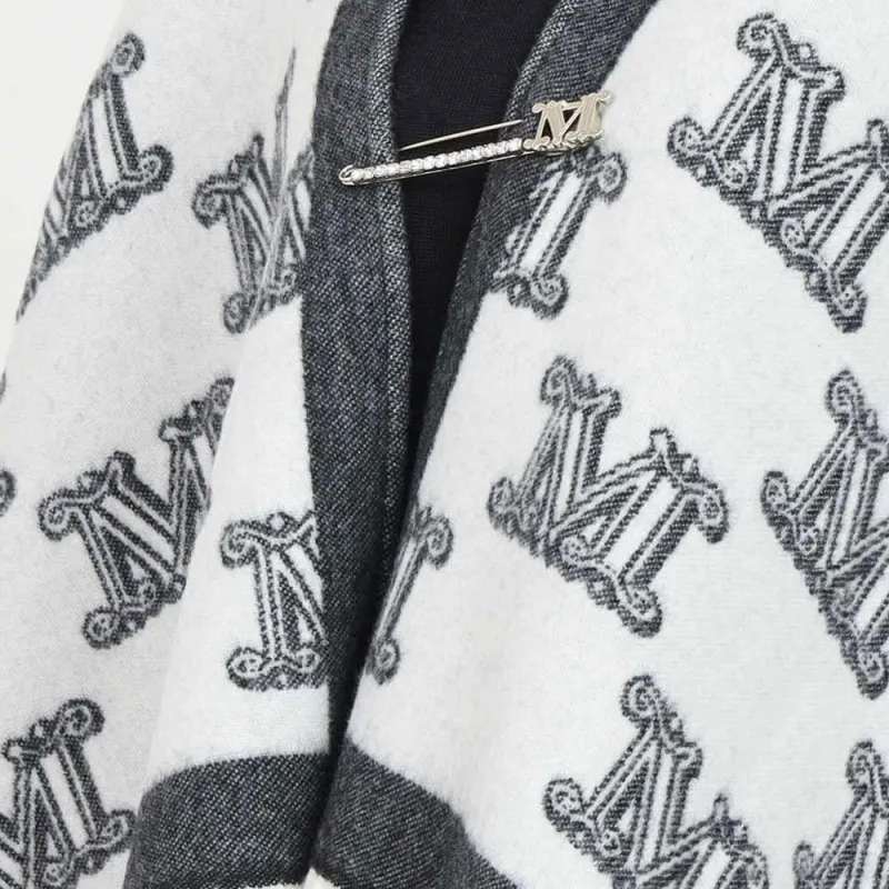 MaxMara All Over Logo Patterned Fringed Cape-3