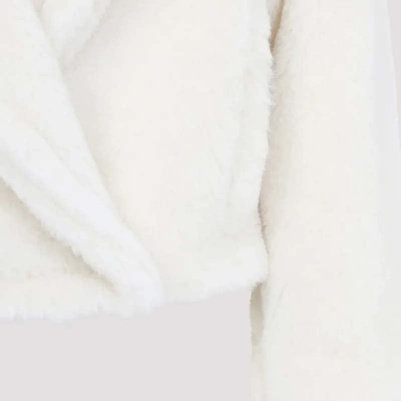 MaxMara Velvet-feel Coat Women's White-3