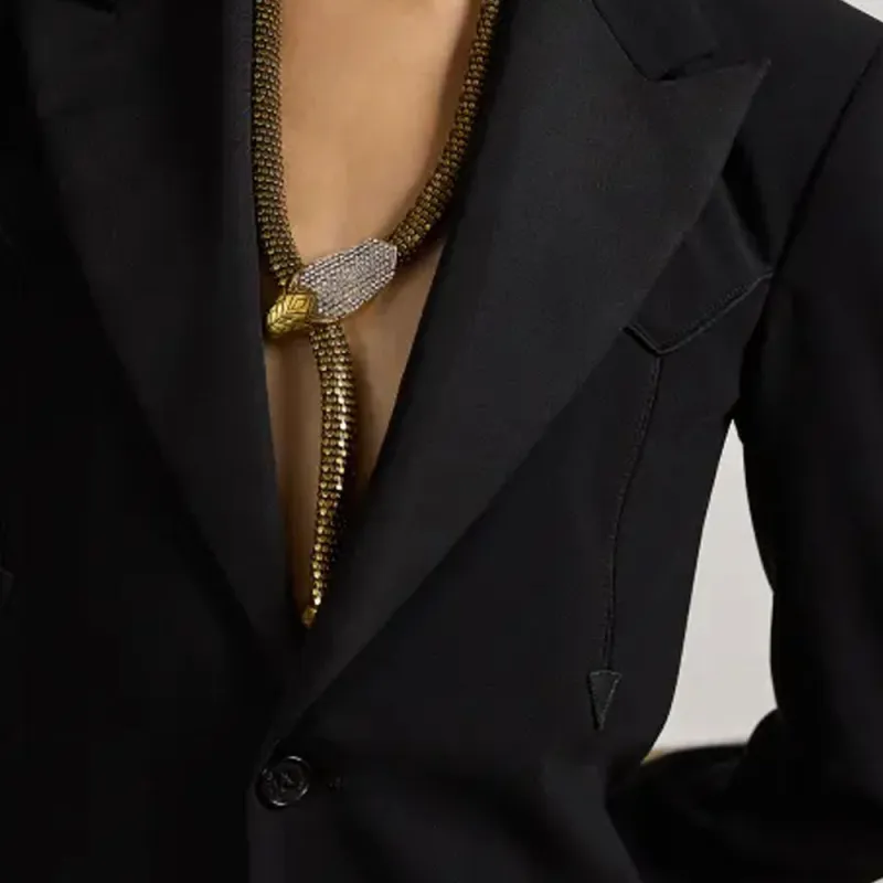 Polo Ralph Lauren Wool Crepe Tuxedo Jacket Business Suits Coats Women's Black-3