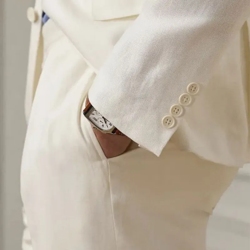 Polo Ralph Lauren Kent Hand-Tailored Linen Suit Jacket Business Suit Men's White-4