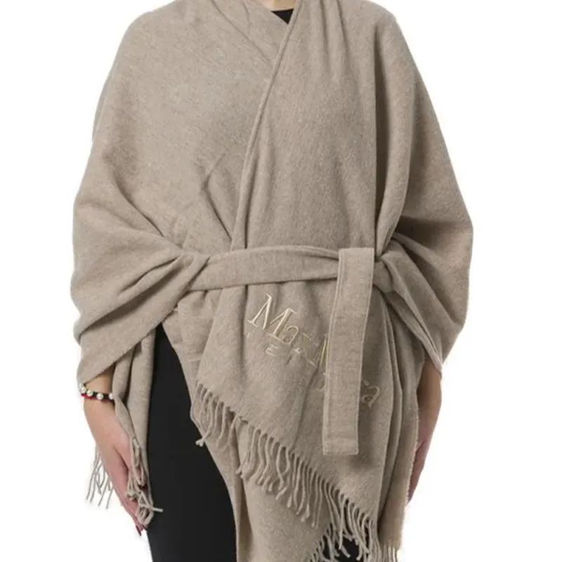 MaxMara Belted Fringed Edge Poncho-4