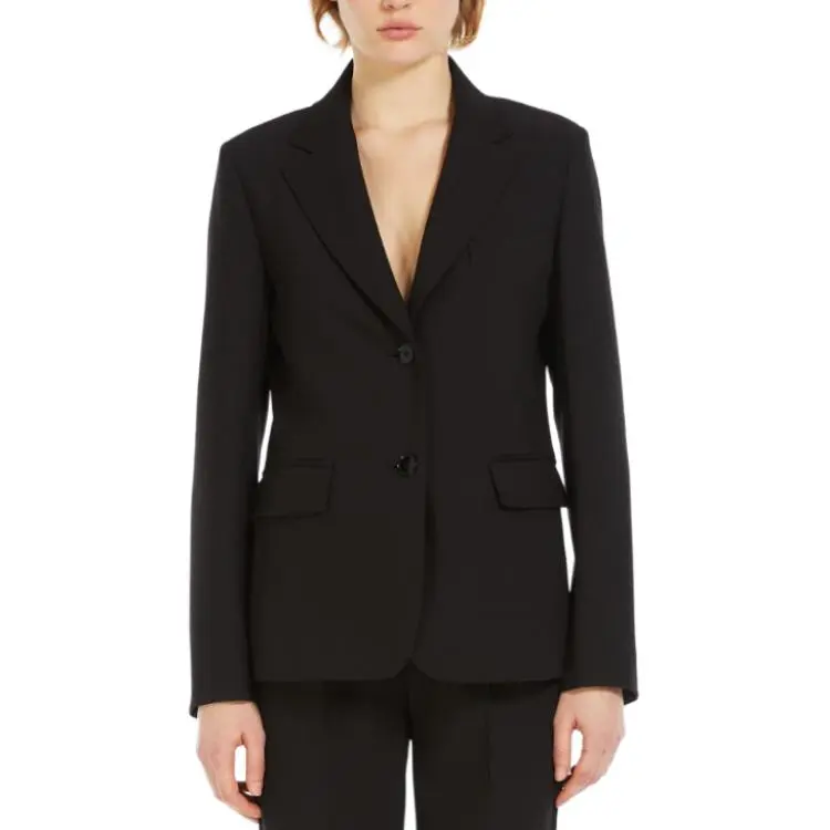 MaxMara Uva Collection Stretch Viscose Canvas Blazer Business Suit Coat Women's Black-1