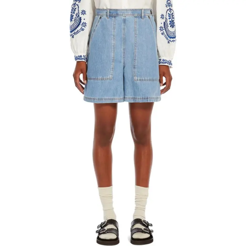 WEEKEND MaxMara Logo Patch Denim Shorts-2