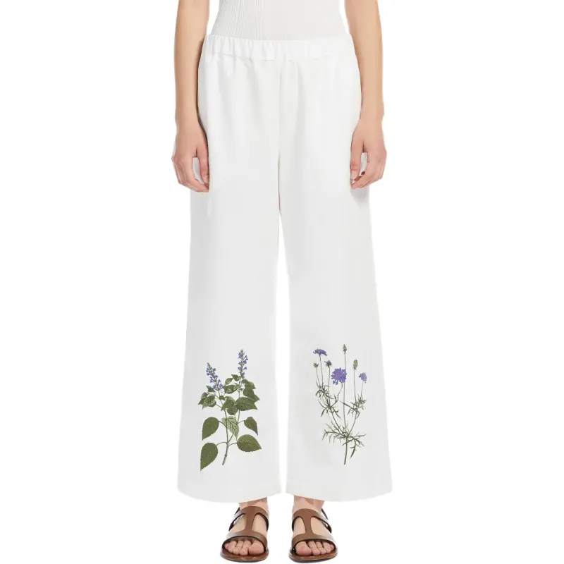 WEEKEND MaxMara Volante Floral embroidered Wide leg Trousers-2