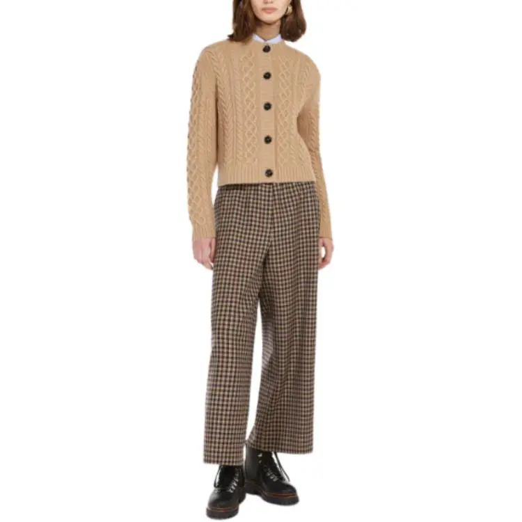 WEEKEND MaxMara Ebe Checked Wide Leg Trousers-1