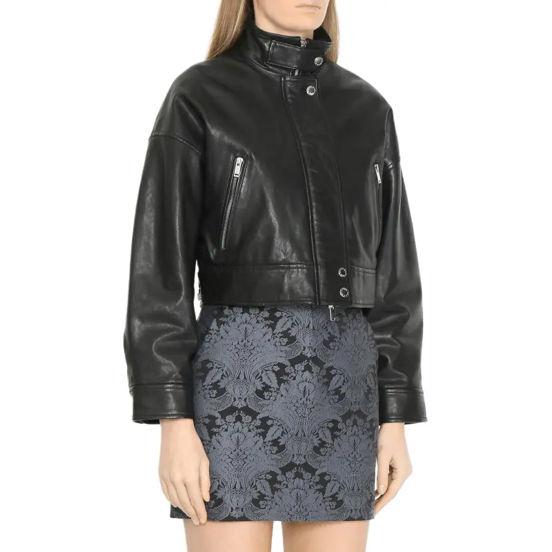 WEEKEND MaxMara Leather Jacket Women's Black-2
