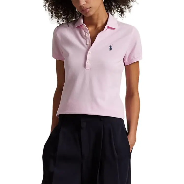 Polo Ralph Lauren Stretch Mesh Julie Polo Slim Short Sleeve Polo Shirt Sunkissed Pink-1