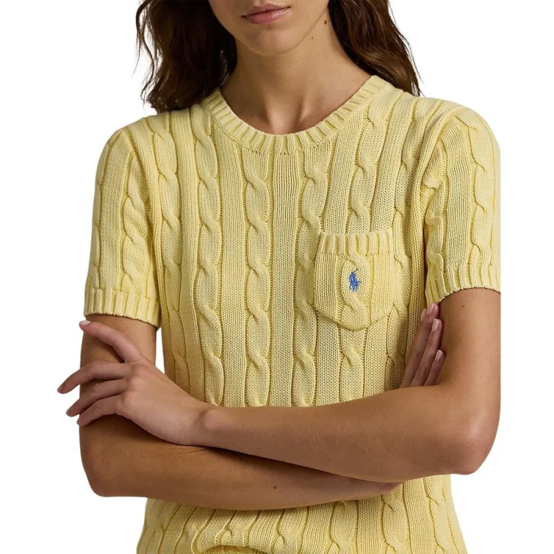 Polo Ralph Lauren Logo Embroidered Cable Knit Crewneck Top-4