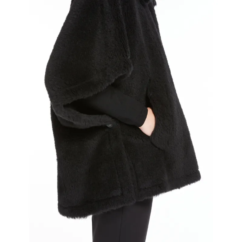 MaxMara Tebe1 Collection Teddy Fabric Short Cloak Cloaks Women's Black-4