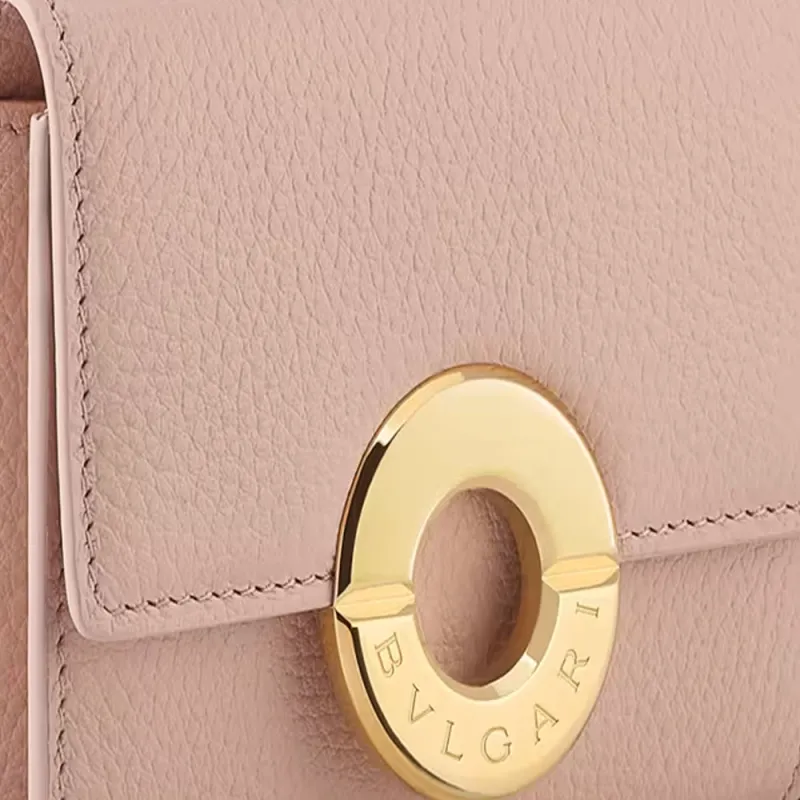 BVLGARI Calfskin Card Holder Women's Pink-3