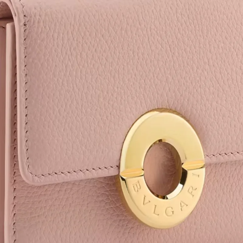 BVLGARI Calfskin Card Holder Women's Pink-3