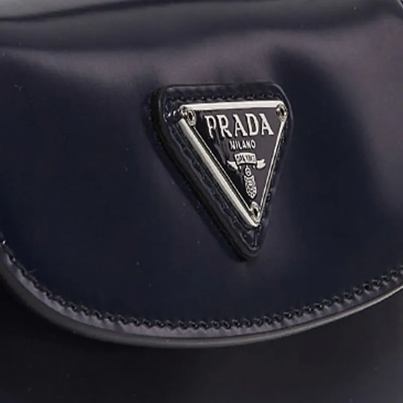 PRADA Cleo Leather Shoulder Bag Mini Women's Dark Blue-2