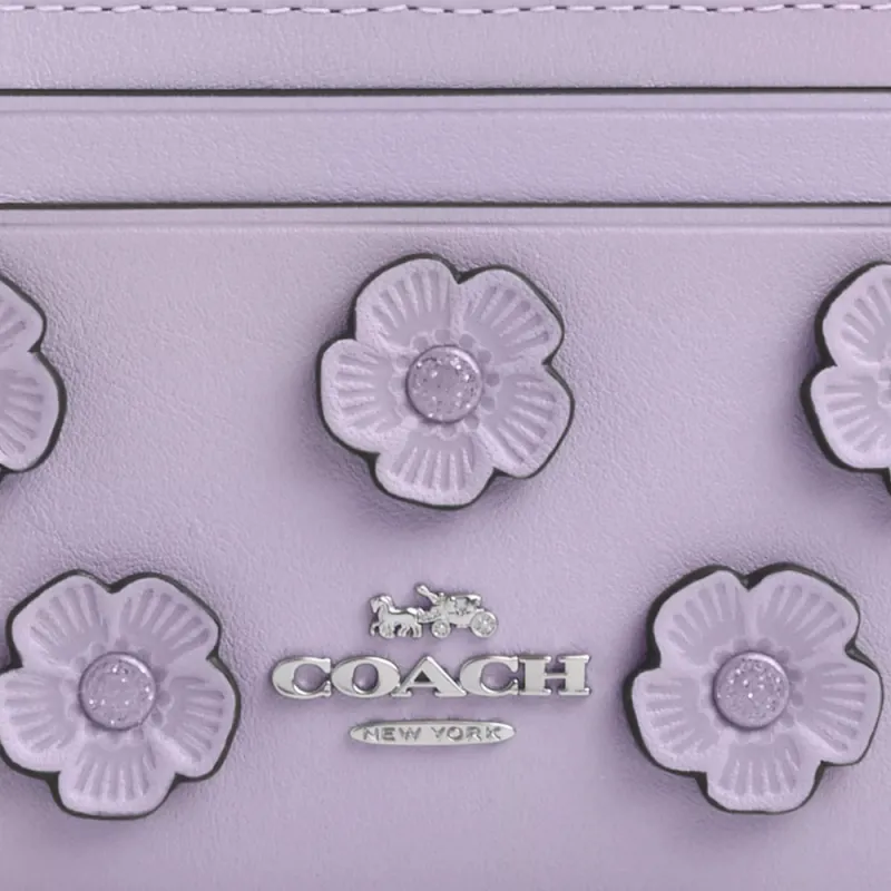 COACH Skinny Id Case Smooth Leather Card Holder Mini Women's Light Purple-2