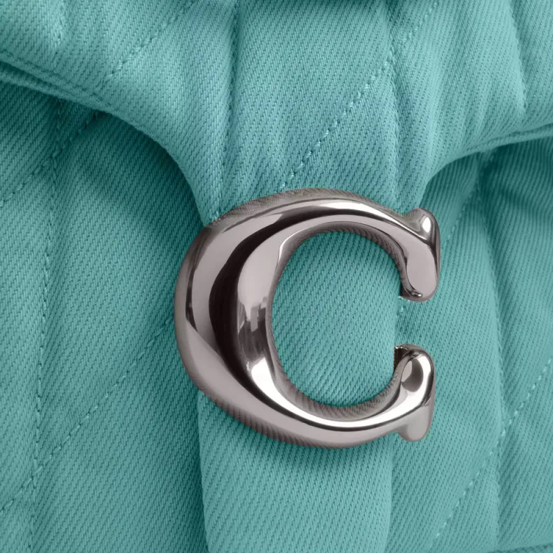 COACH Tabby Quilting Denim Shoulder Bag Medium Size Women's Blue-8