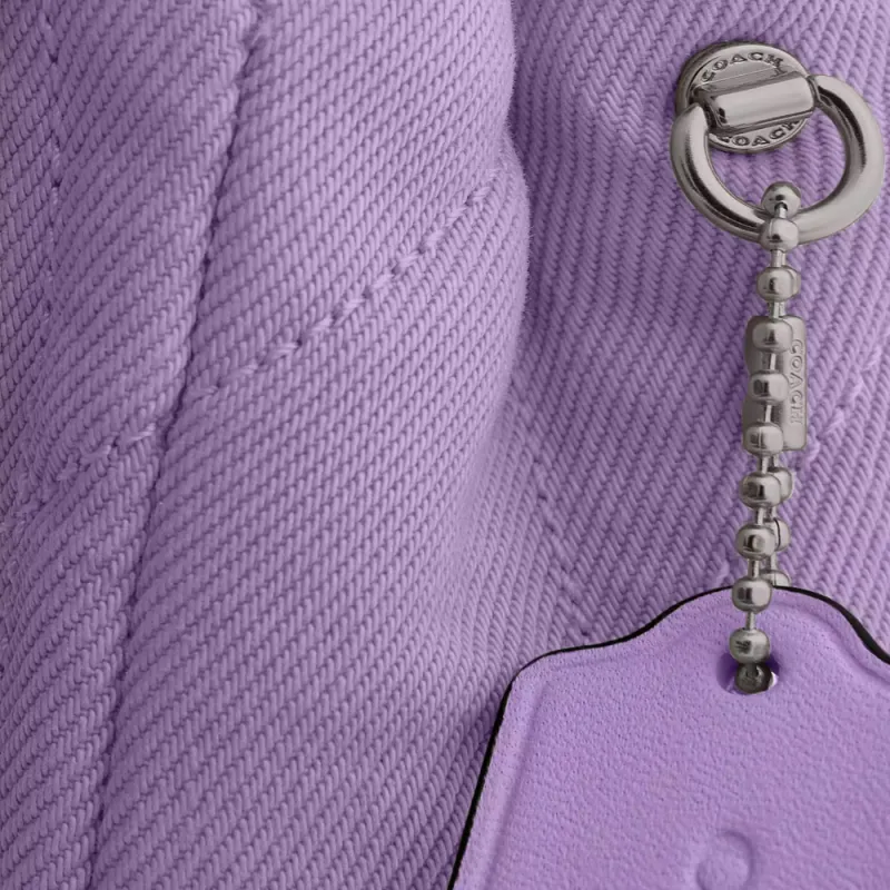 COACH Tabby Quilting Denim Shoulder Bag, Crossbody Bag Trumpets Women's Purple-7