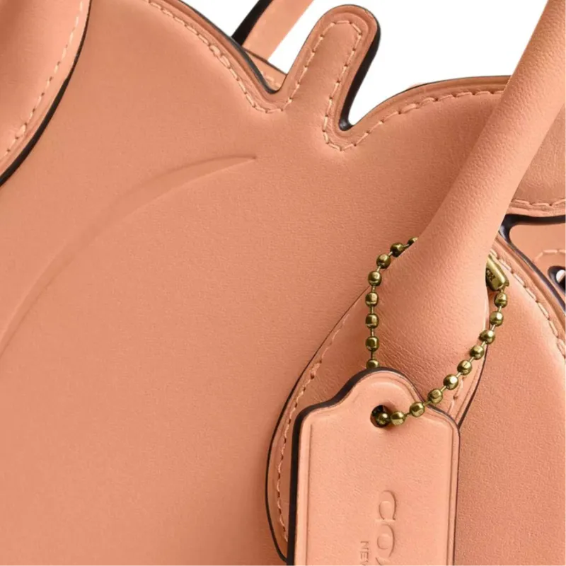 COACH Recycled Tanned Leather Shoulder Bag, Crossbody Bag, Handbag Trumpets Women's Peach-8