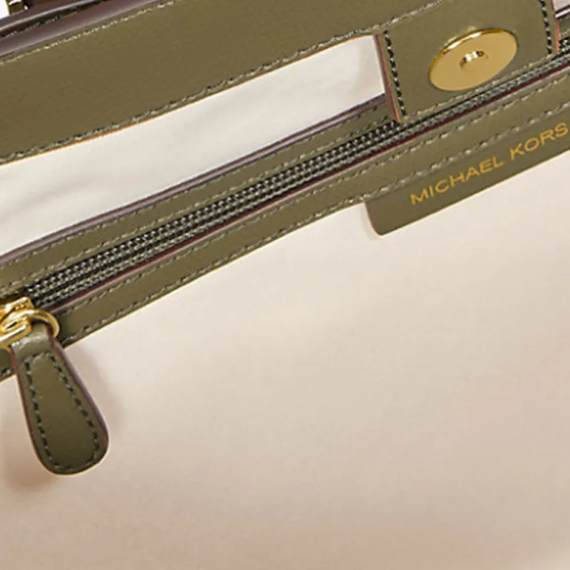 MICHAEL KORS TARYN Leather Tote Bag, Shopping Bag, Shoulder Bag Large Size Women's Green-3