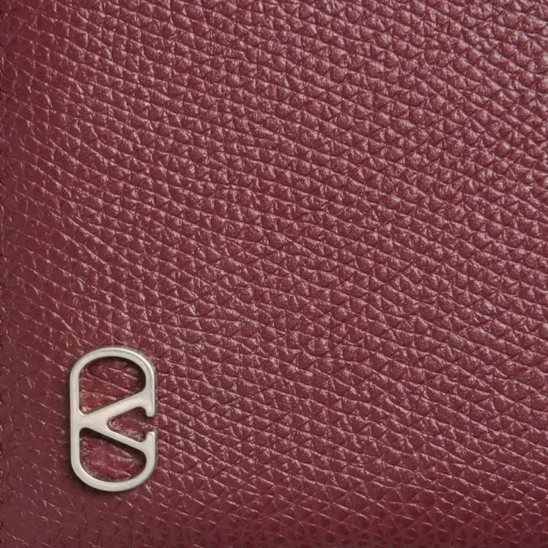 Valentino GARAVANI Grain Calfskin Wallet Unisex Rosewood Color-4