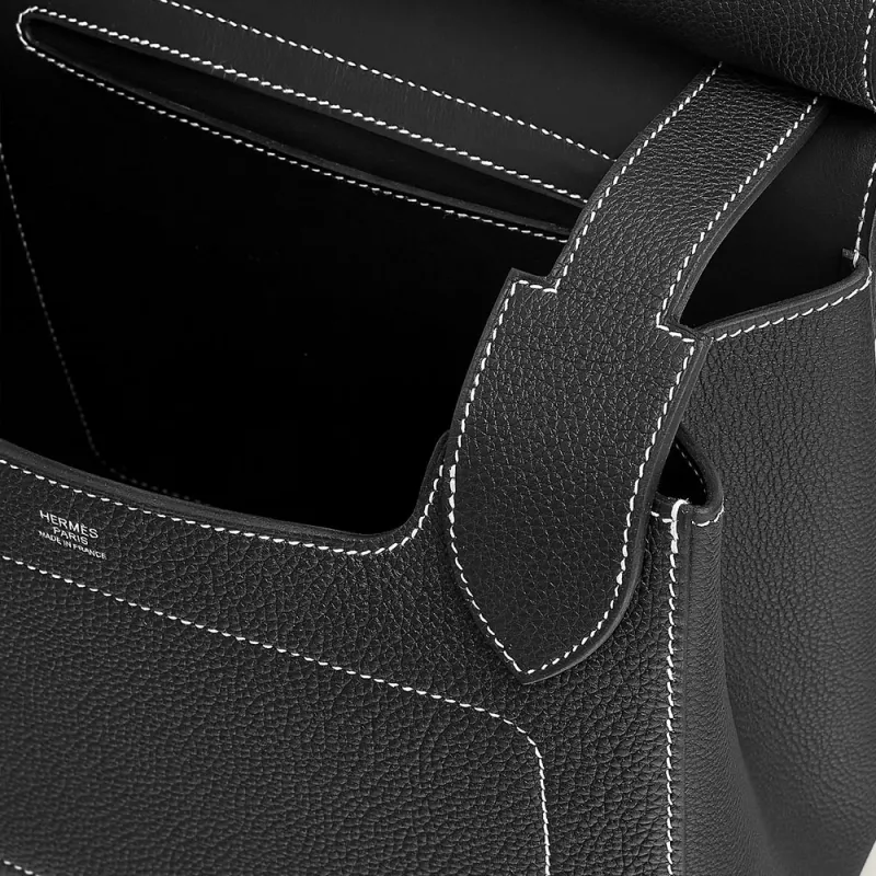 HERMES Mali Selle Togo Calfskin Messenger Bag, Crossbody Bag Trumpets Men's 89 Noir Black-3
