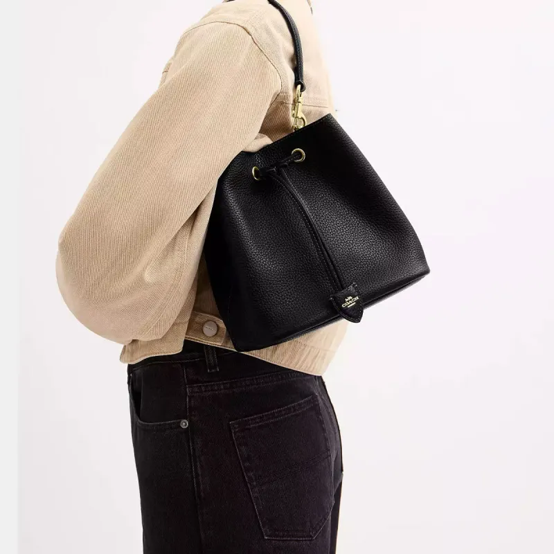 COACH Rowan Leather Handbag Trumpets Women's Black-6