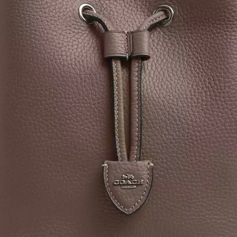 COACH Rowan Leather Handbag Trumpets Women's Dark Stone Color-4