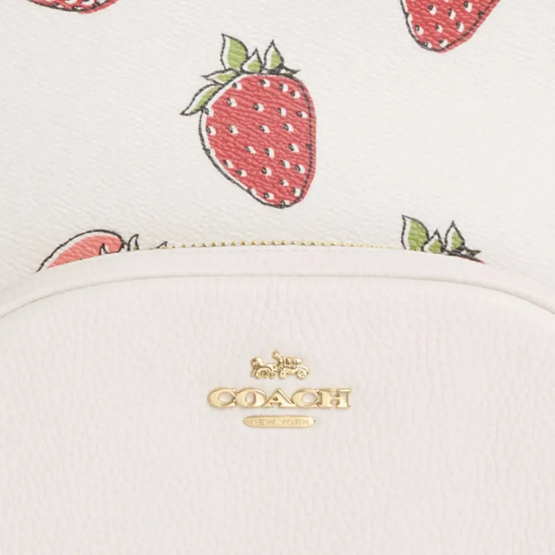 COACH Court Coated Canvas Backpack Women's White & Pink-3