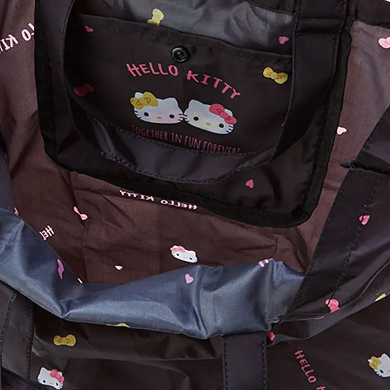 Sanrio Hello Kitty Polyester Tote Bag, Shopping Bag, Handbag Medium Size Women's Black-3