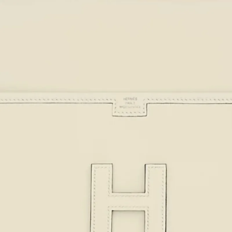 HERMES Jige Elan Swift Calfskin Clutch Women's I2 Nata Cream White-2