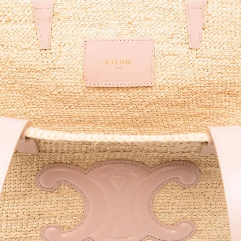 CELINE Triomphe Woven Tote Bag, Shopping Bag, Shoulder Bag Medium Size Women's Light Beige-2
