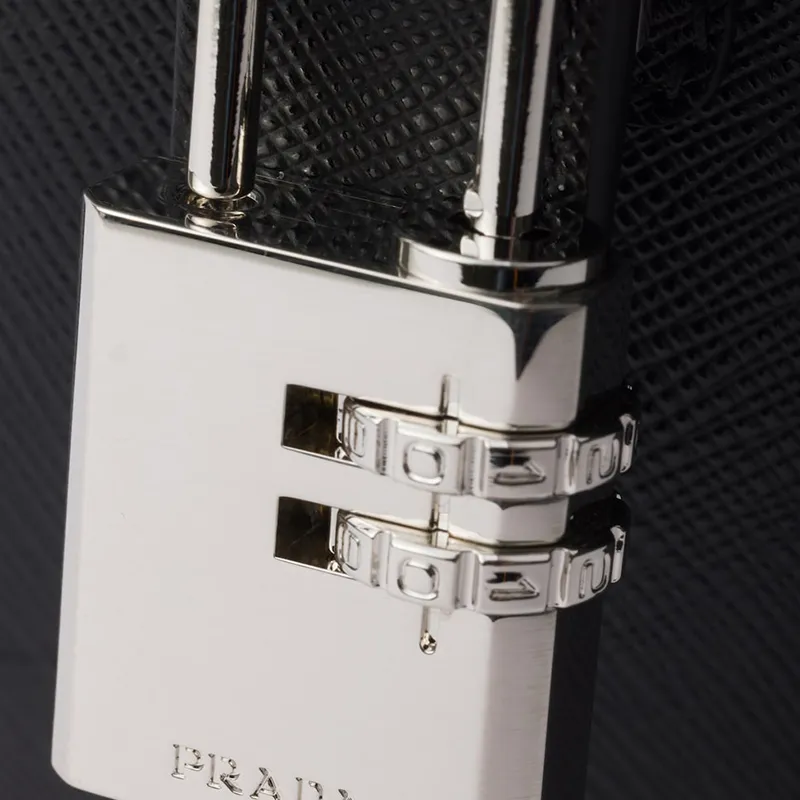 PRADA Saffiano Cow Leather Briefcase Men's Black-4