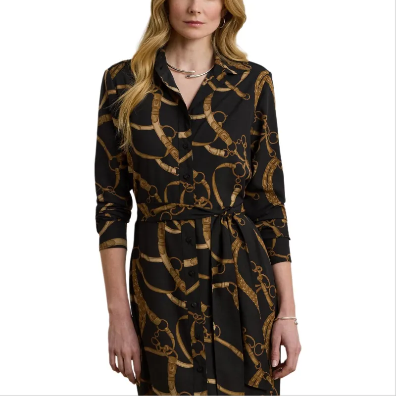 Ralph Lauren Long Sleeved Dress Women's Black Brown-3