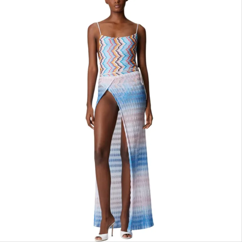 MISSONI Casual Long Skirt Women's Blue Pink-1