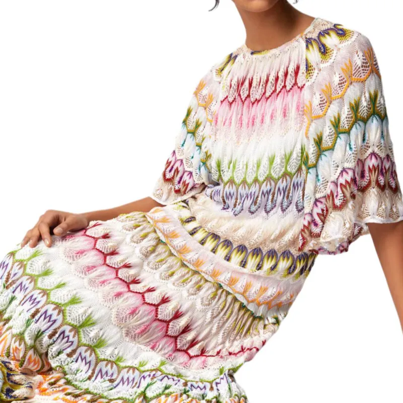 MISSONI Short Sleeved Dress Women's Multicolor-4