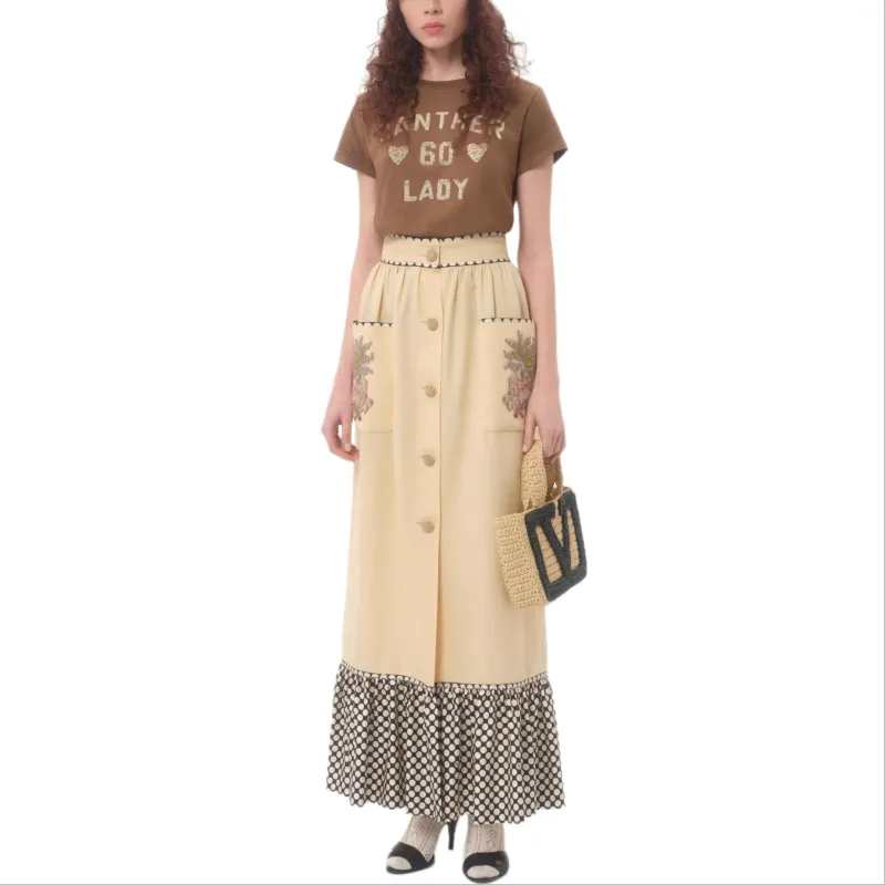 Valentino SS25 Casual Long Skirt Women's Yellow-1