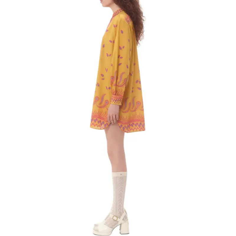 Valentino SS25 Long Sleeved Dress Women's Yellow-4