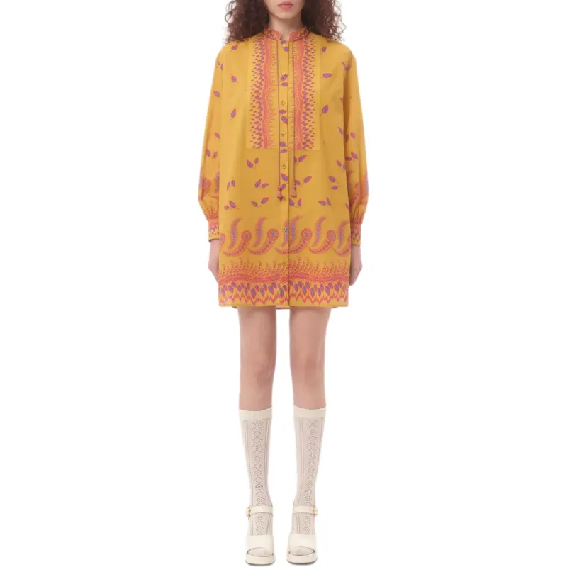 Valentino SS25 Long Sleeved Dress Women's Yellow-2